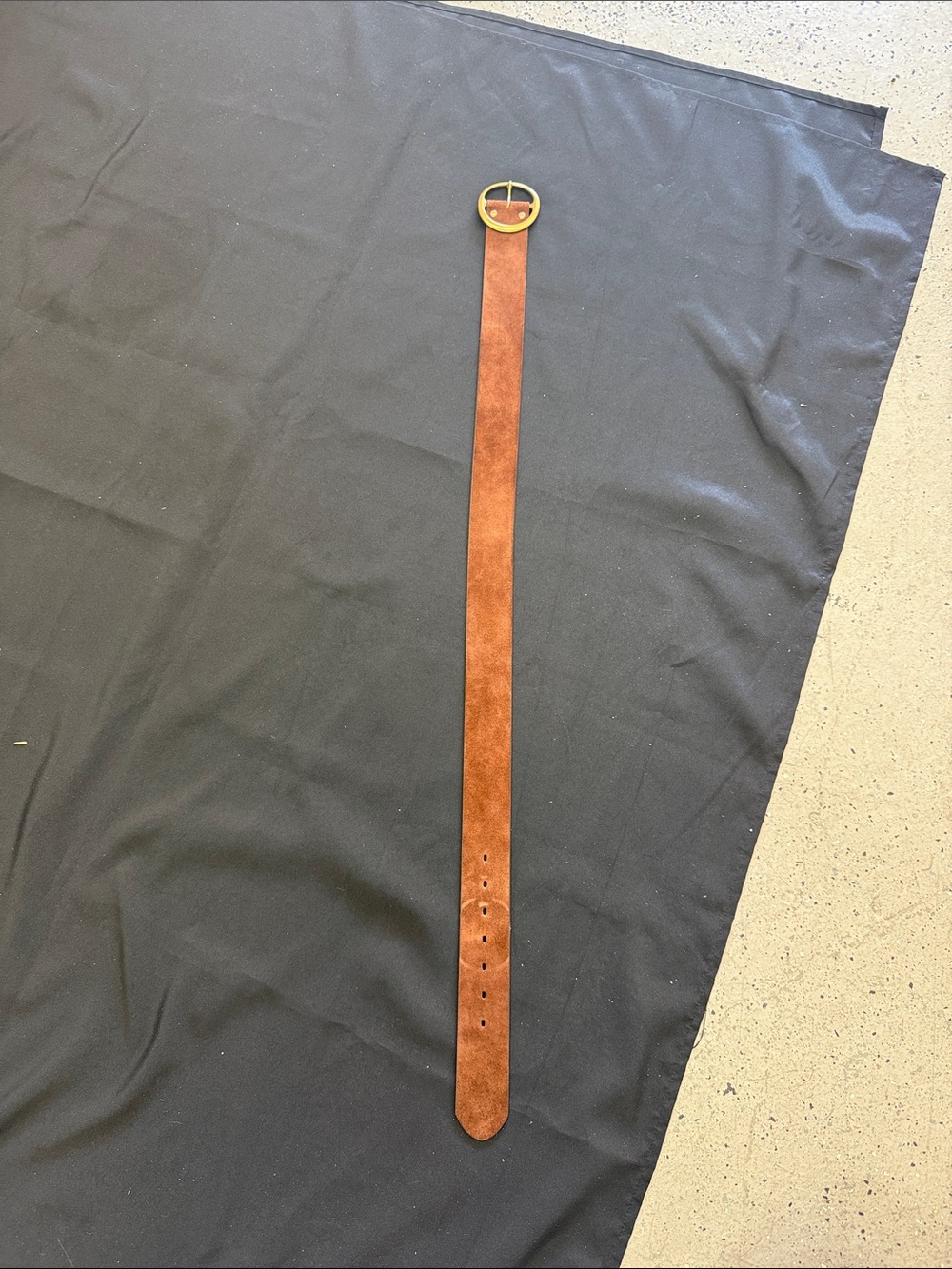 Treasure & Bond Suede Tan Brown Belt with Gold Buckle